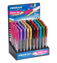Pensan Glitter Simli Jel Tükenmez Kalem 1.0 Mm 9 Renk Karışık (60 Lı Paket)