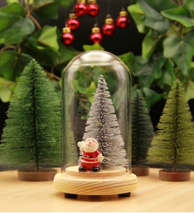 Yılbaşı Noel Babalı Işıklı Cam Fanus Christmas