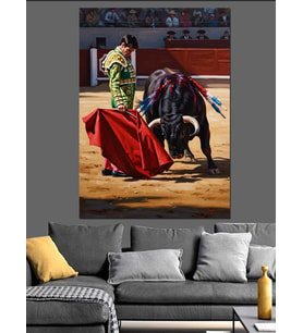 Boğa Güreşçisi Matador Arenada Dekoratif Kanvas - Mdf Ahşap Tablo