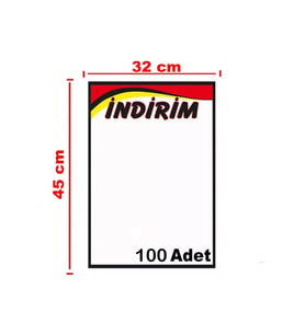 Market İndirim Afişi Kuşe Kağıt 32x45 cm 100 lü Pk.