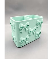 3D Baskı Fiyonk Desenli Bölmeli Kalemlik - Masaüstü Organizer - Mint