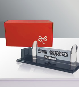 Kristal Masaüstü Kalemli isimlik Ofis Makam Hediyesi M183 slv