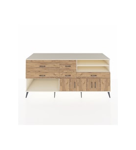 Kronos Konsol 4 Raflı 5 Çekmeceli 3 Kapaklı 220x59x99 Aytaşı-Çam/Çam