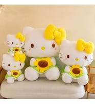 Hello kitty peluş oyuncak elinde ayçiçeği 40 cm sevimli peluş