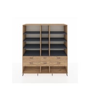 Kronos Dolap 12 Raflı 6 Çekmeceli  220x59x243 Çam-Antrasit/Çam