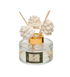 Yılbaşı 150 ml Kozalak Seramik Taşlı Bambu Çubuklu Amber Wood Oda Kokusu