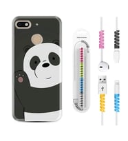 General Mobile GM8 Go GM9 GM20 Pro Plus Kılıf Kablo Koruma Spiral Silikon Hello Panda 1709