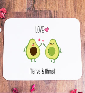 Kişiye Özel Sevimli Avokado Desenli Mouse Pad
