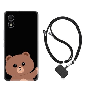 TCL 303 Kılıf Resimli Boyun Askılı İpli Desenli Silikon Series Hello Bear 1905