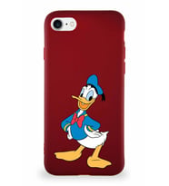Apple iPhone 7 Soft Premier Kapak Donald Duck-C Tasarımlı Silikon Kılıf - Mürdüm (Şeffaf)