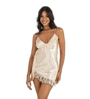 Arias Closet Fildişi Kısa Saten Gecelik 8229