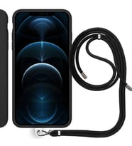 Apple iPhone 12 Pro Max 6.7'' İp Askılı Silikon Kılıf Siyah