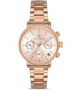 David Guner DG-8379LA-C5 Fonksiyonlar Aktif Takvimli 3 Atm Suya Dayanıklı Rose Gold Renk Kadın Kol Saati