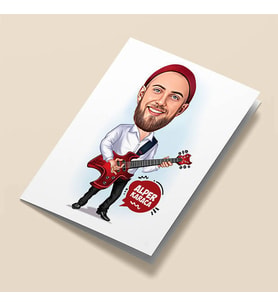Kişiye Özel Gitarist Karikatürlü Tebrik Kartı