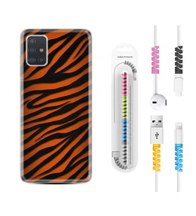 Samsung a71 A72 A73 A7 A9 2018 C7 C9 Kılıf Kablo Koruma Spiral Silikon Leopar Yeni 1676
