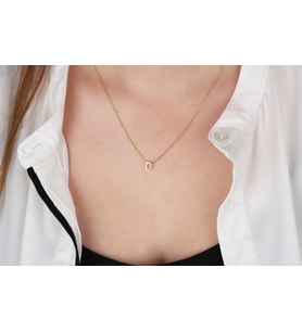 Glorria Gümüş 3 Boyutlu Minimalist D Harfi Kolye (Çok Renkli)