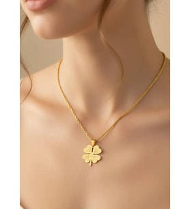 Çelik Gold Yonca Kolye 80cm 25-clkk149