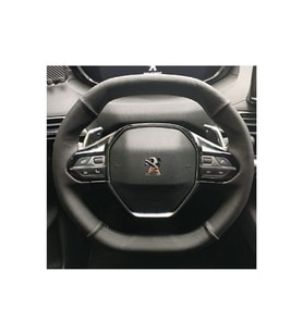 DİKİŞLİ DİREKSİYON KILIFI İTHAL DAMARLI/NOKTALI DERİ SİYAH DİKİŞLİ PEUGEOT 3008/2008 İÇİN