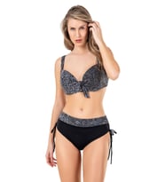 Endeep Kadın Büyük Beden Balenli Siyah Desenli Bikini Takımı