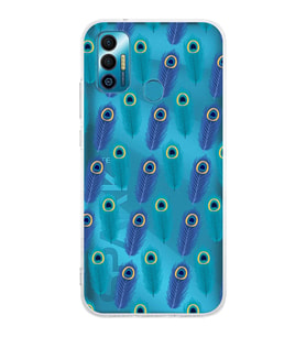 PrintiFy Tecno Spark 7 ile Uyumlu 1mm Slim Fit Nazar Boncuğu 4 Baskılı Şeffaf  Kılıf