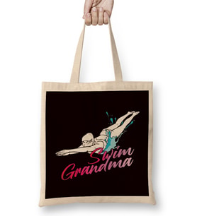 Swim Grandma Swimmer Grandmother Swimming Pool Indoor Bez Çanta Uzun Saplı