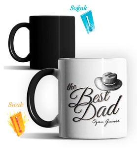 Kişiye Özel The Best Dad Tasarımlı Sihirli Kupa Bardak (Siyah - Beyaz)