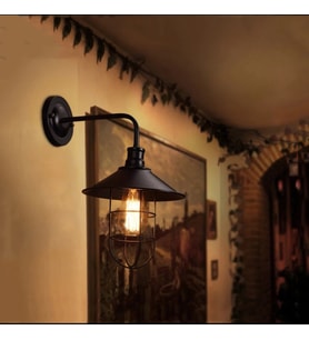 Dylight Siyah Retro Metal Kafesli Dekoratif Duvar Aplik