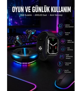 Yeni Nesil Akıllı Saat Ve Kablosuz Kulaklık Kampanyası İkili Set Bluetooth Bağlantılı