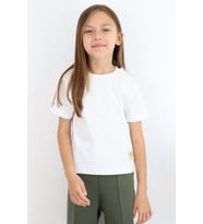 Breeze Kız Çocuk Crop Tişört Fiyonk Arma Detaylı 7-12 Yaş, Ekru