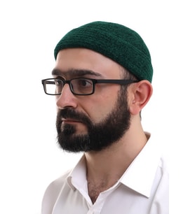 Yeşil Katlamalı Sade Desen Kışlık Kadife Takke Şapka