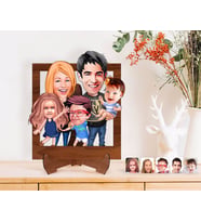 BK Gift Kişiye Özel Aile Karikatürlü Ahşap Standlı 3D Biblo-6 (Beyaz)