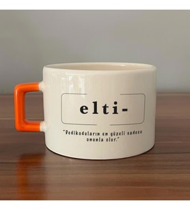 Elti Baskılı Turuncu Kulplu C Fincan