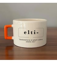 Elti Baskılı Turuncu Kulplu C Fincan
