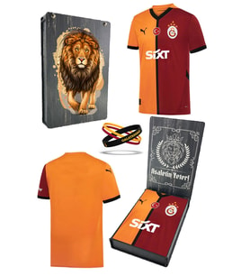 Galatasaray Orijinal Lisanslı 24/25 Parçalı 5 Yıldızlı Forma Spor Bileklik Set Aslan Bask (Sarı-Kırmızı)