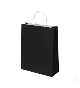 Büküm Saplı Kraft Çanta 42 x 31 x 12 cm, Siyah - 1 Adet (STD)
