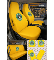 Starfucks Logolu Oto Koltuk Kılıfı Ön Arka Set – Penye Likralı Universal Koltuk Koruyucu Servis Kılıfı