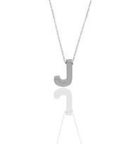 Söğütlü Silver Gümüş rodyumlu üç boyutlu minimal J  harf kolye