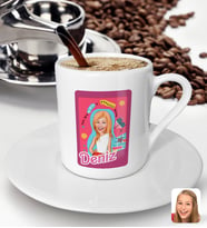 Bk Gift Kişiye Özel Barbie Karikatürlü Türk Kahvesi Fincanı-4, Barbie Filmi, Barbie Hediyelik Eşya, Arkadaşa Hediye