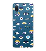 PrintiFy Samsung Galaxy A02 ile Uyumlu 1mm Slim Fit Nazar Boncuğu 2 Baskılı Şeffaf  Kılıf
