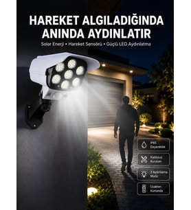 Solar Bahçe Lambası Uzaktan Kumandalı Kamera Görünümlü Hareket Sensörlü