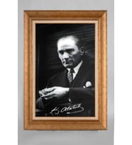 Altın Varaklı Paspartulu Çerçeveli Atatürk Tablo sd307