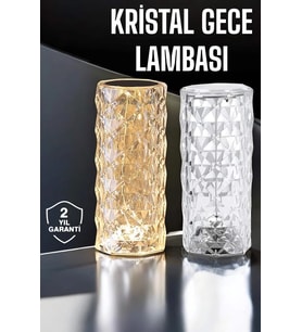Gece Lambası Kristal Lamba Dokunmatik Şarjlı Hediyelik