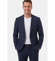 DeepSEA Lacivert Premium Çizgi Dokulu Slim Fit Likralı 2’li Erkek Takım Elbise 2600821
