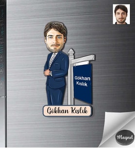 Kişiye Özel Emlakçı Erkek Ahşap Magnet -1