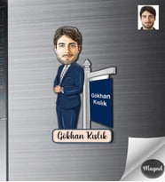 Kişiye Özel Emlakçı Erkek Ahşap Magnet -1