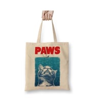 Paws Jaws Horror Korku Film Movie Spielberg Crossover Beyaz Bez Çanta Uzun Saplı Alışveriş Çantası