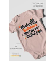Motorcu babanın motorcu oğlu Kısa Kollu Bebek Body %100 Pamuk