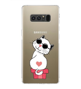 Samsung Galaxy Note 8 Uyumlu Kamera Korumalı Kapak Coolcat Tasarımlı  Şeffaf  Kılıf