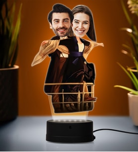 Doğum Günü Hediyesi,Sevgiliye Hediye, Kişiye Özel Fotoğraflı Titanic Tasarımlı Karikatür 3D Led Lamba (Beyaz)