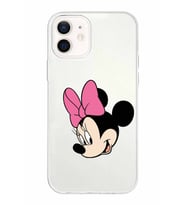 Apple iPhone 12 Mini Uyumlu Kapak Minnie Mouse Tasarımlı Şeffaf Silikon Kılıf